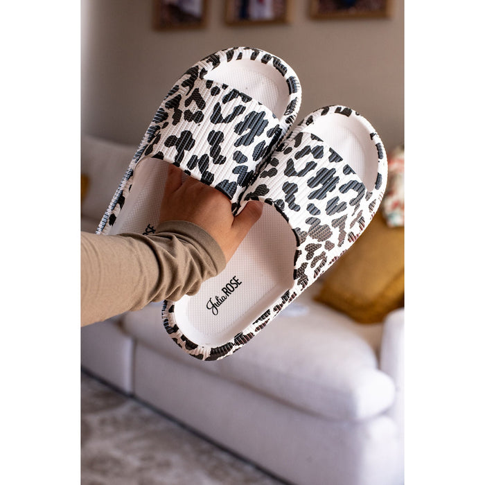 Ready to Ship | White Leopard Insanely Comfy -Beach or Casual Slides