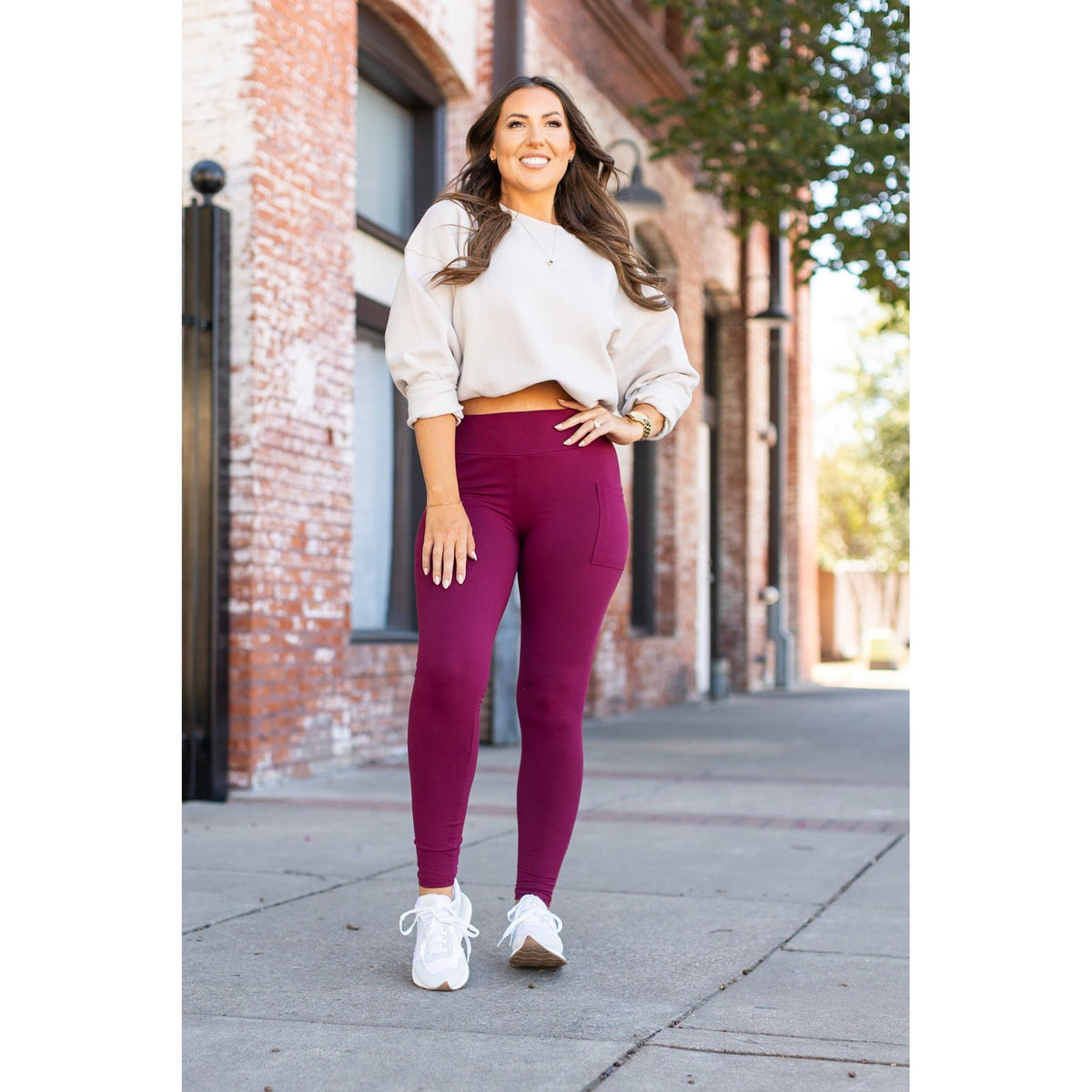 PreOrder | Maroon Full Length Leggings with Pocket  - Luxe Leggings by Julia Rose®