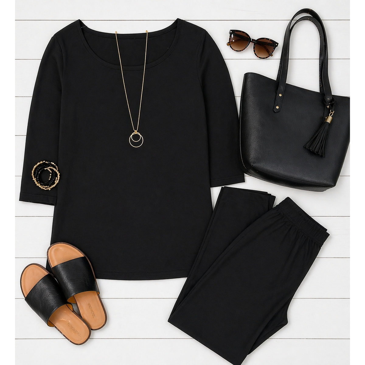 PreOrder | The Daphne - Black Tunic with 3/4 Sleeves - 2 PACK