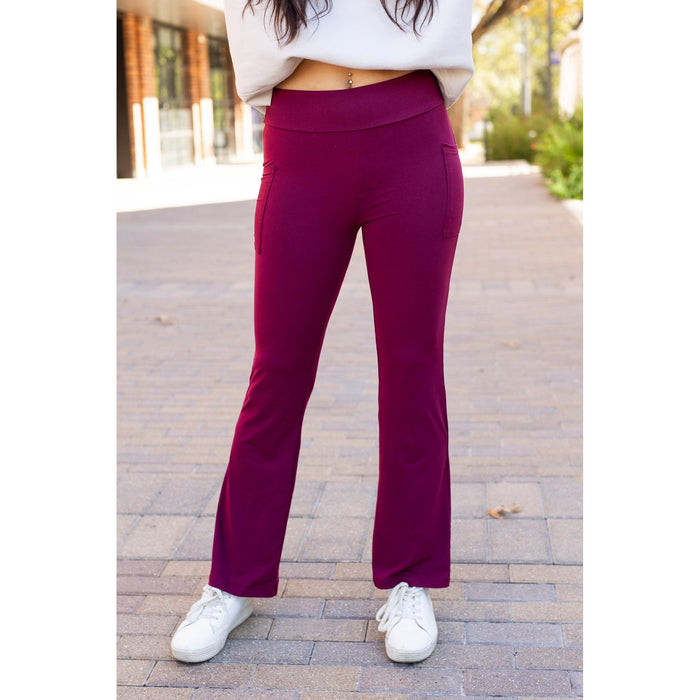 Ready to Ship  | The Maeve - 2 PACK -  MAROON Bootcut Leggings with Pockets