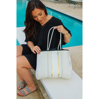 Ready to Ship | The South Beach - Gold Stripe White Neoprene