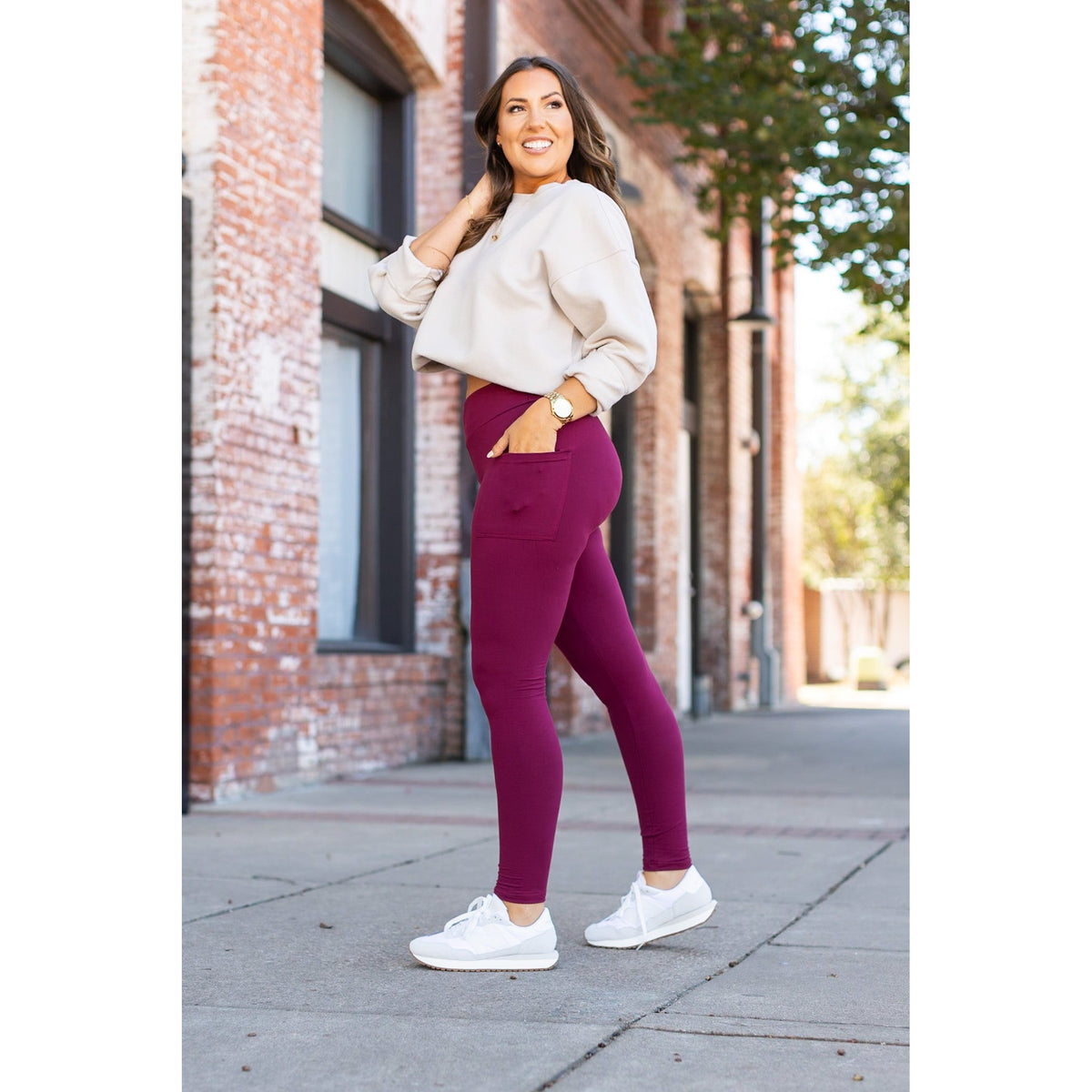 *Ready to Ship | Maroon Full Length Leggings with Pocket  - Luxe Leggings by Julia Rose® (Copy)