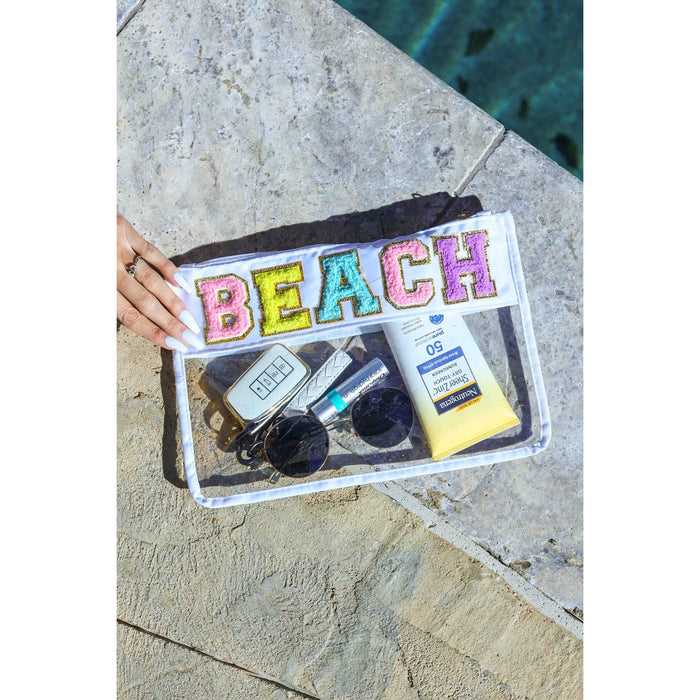 Ready to Ship | Beach Clear & Waterproof Varsity Pouch