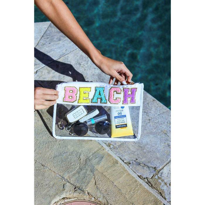 Ready to Ship | Beach Clear & Waterproof Varsity Pouch