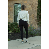 Ready to Ship | The Lilla -  2 PACK -  Black FLEECE Full Length Leggings with Pockets