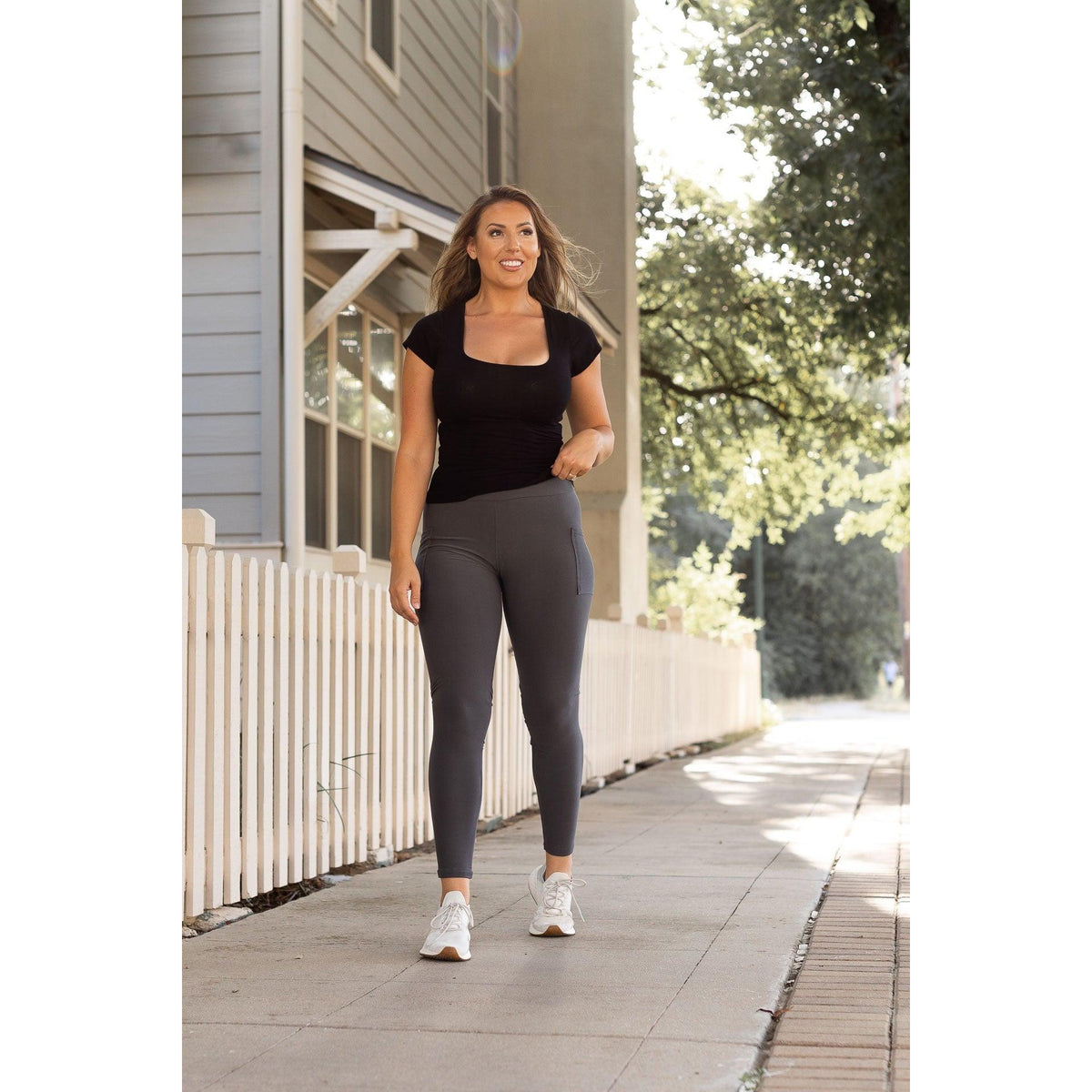 Ready to Ship | The Carmen -2 Pack -  Charcoal Full Length Leggings with Pockets