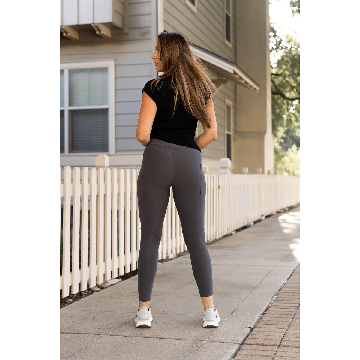 Ready to Ship | The Carmen -2 Pack -  Charcoal Full Length Leggings with Pockets