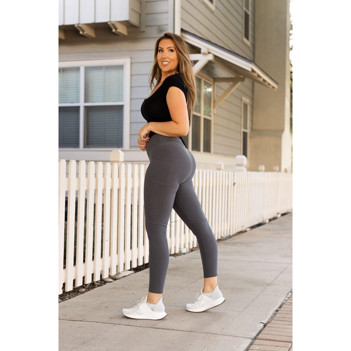 Ready to Ship | The Carmen -2 Pack -  Charcoal Full Length Leggings with Pockets