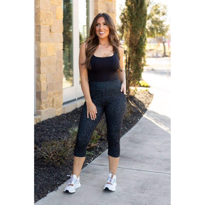 Ready to Ship | Black LEOPARD CAPRI with POCKETS  - Luxe Leggings by Julia Rose®