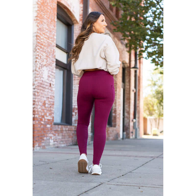 PreOrder | Maroon Full Length Leggings with Pocket  - Luxe Leggings by Julia Rose®