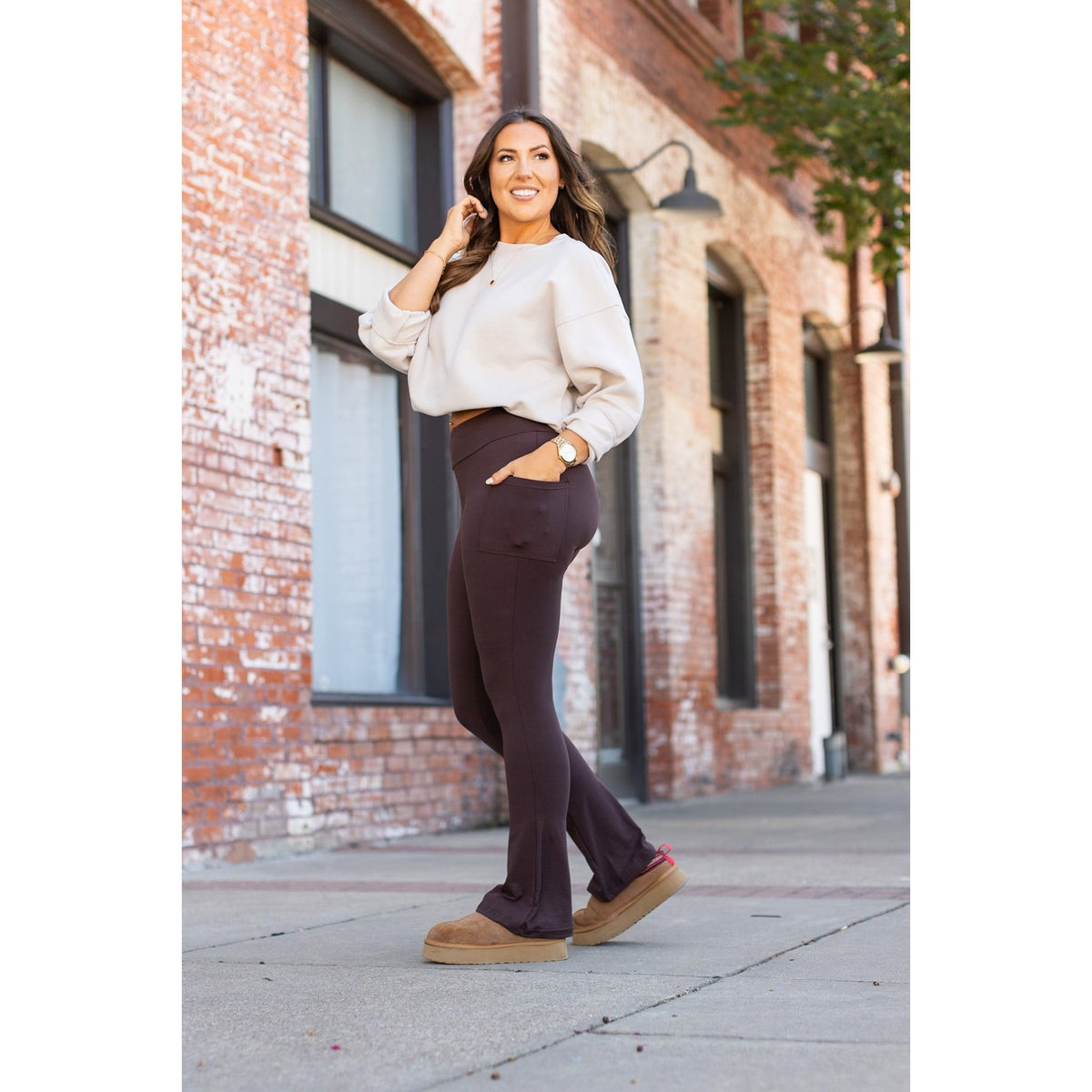 PreOrder | The Brandy - Brown Flare Leggings WITH POCKETS - Luxe Leggings by Julia Rose®