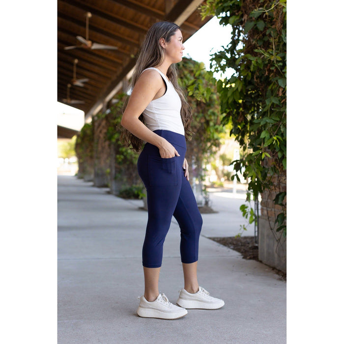 Ready to Ship | Navy CAPRI with Pocket   - Luxe Leggings by Julia Rose®