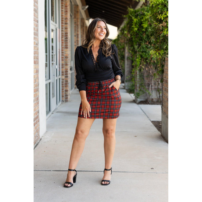 PreOrder | The Helena – Red Plaid Jogger Skirt ❤️🖤