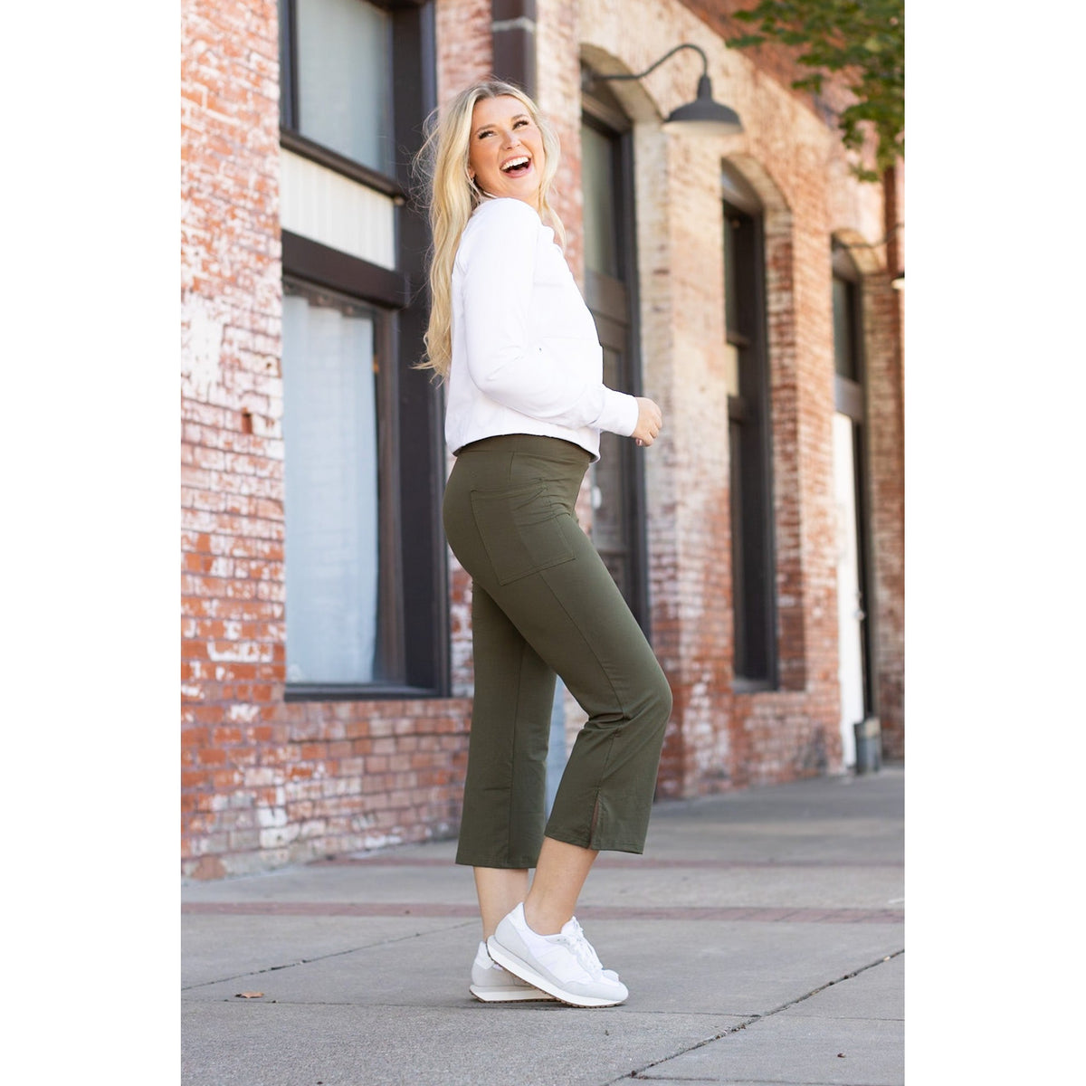 *Ready to Ship | The Shyla - Olive High Waisted Gaucho Pants