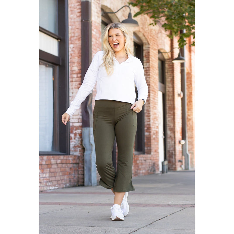 *Ready to Ship | The Shyla - Olive High Waisted Gaucho Pants