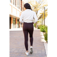 Ready to Ship| The Belle - Brown FLEECE Full Length Leggings with Pockets 2 Pack