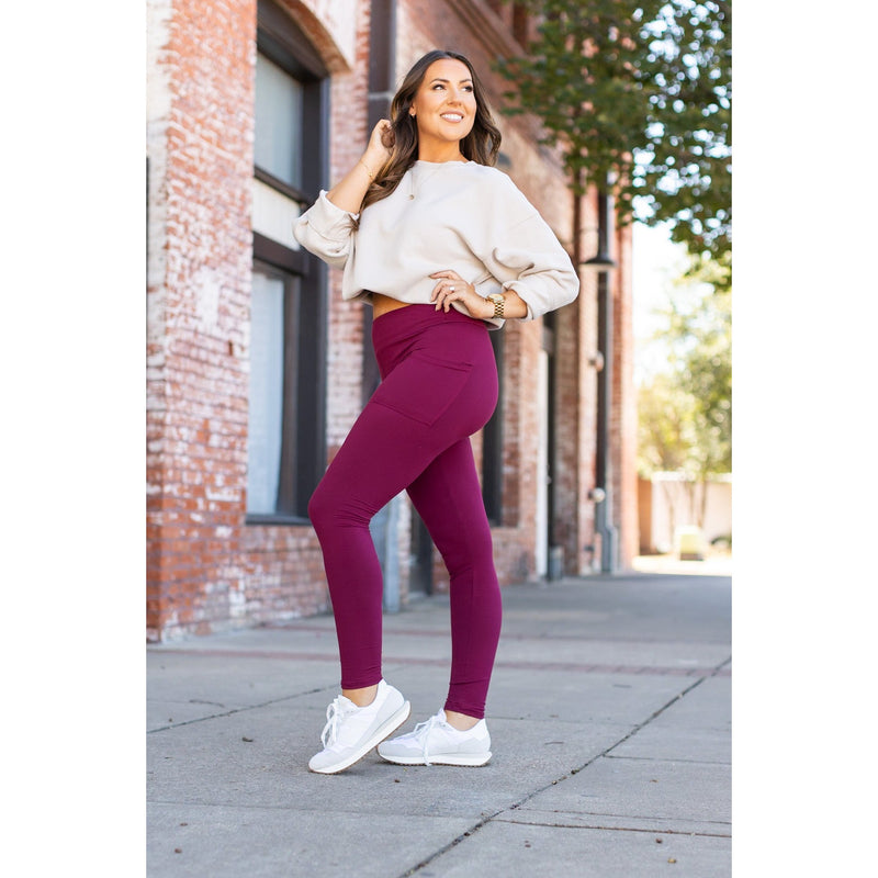 *Ready to Ship | Maroon Full Length Leggings with Pocket  - Luxe Leggings by Julia Rose® (Copy)