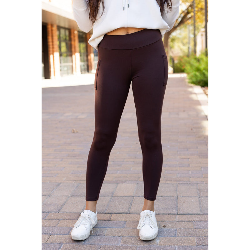 *Ready to Ship | The Belle - Brown FLEECE Full Length Leggings with Pockets*  - Luxe Leggings by Julia Rose®