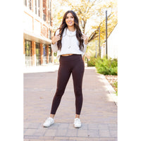 Ready to Ship| The Belle - Brown FLEECE Full Length Leggings with Pockets 2 Pack