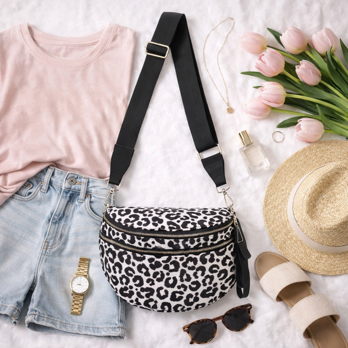 Ready to Ship  | The Alice - Black and White Leopard Sling Bag