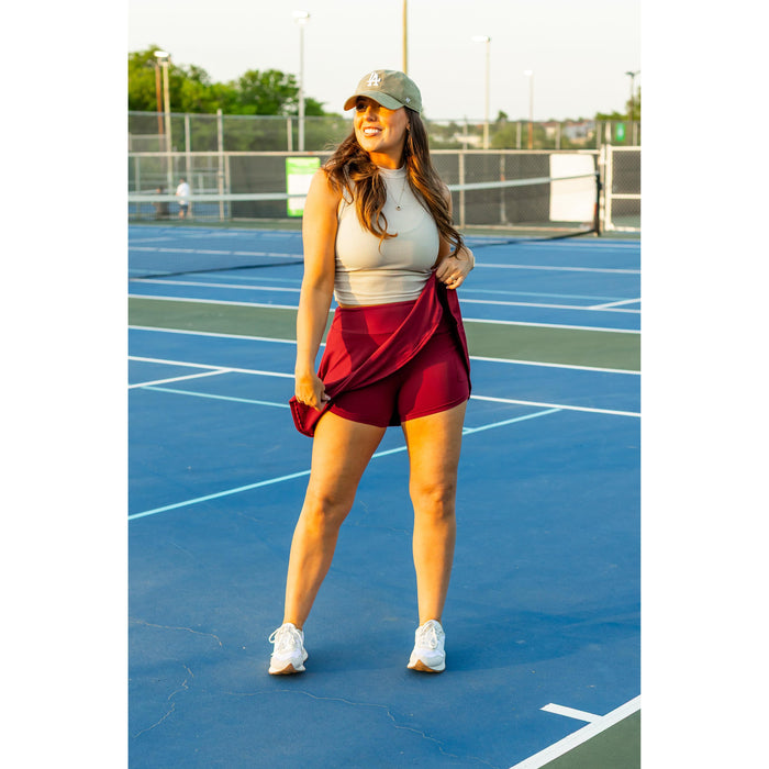 Julia Rose The RaeLynn red skort women’s skort with built-in shorts