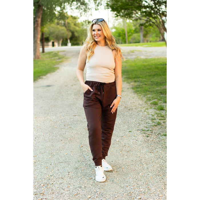 Ready to Ship | The Brinley - 2 PACK - Brown Fleece Joggers