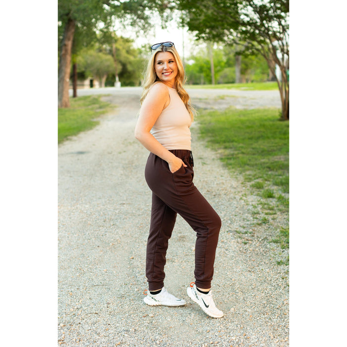 Ready to Ship | The Brinley - 2 PACK - Brown Fleece Joggers