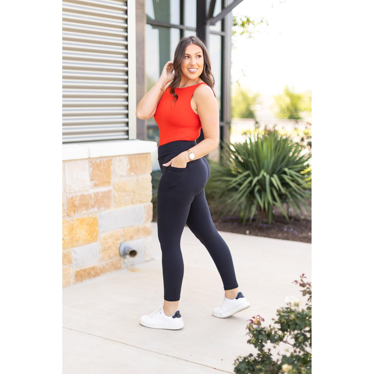 Ready to Ship  | The Alana - 7/8 Ankle Length BLACK Leggings with Pockets - 2 PACK
