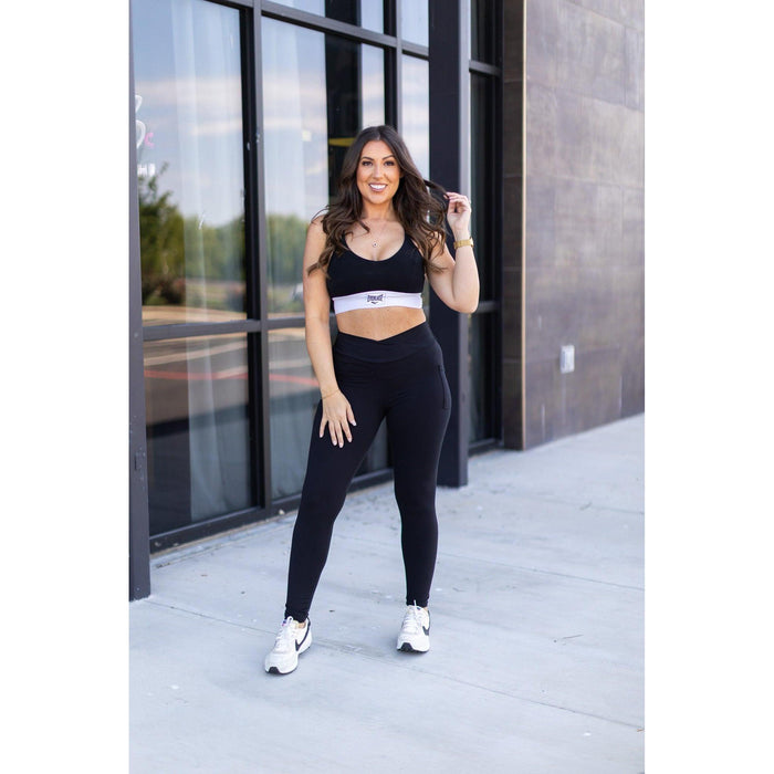 Ready to Ship |  The Stephanie - 2 PACK - Crossover BLACK Pocket Full Length Leggings