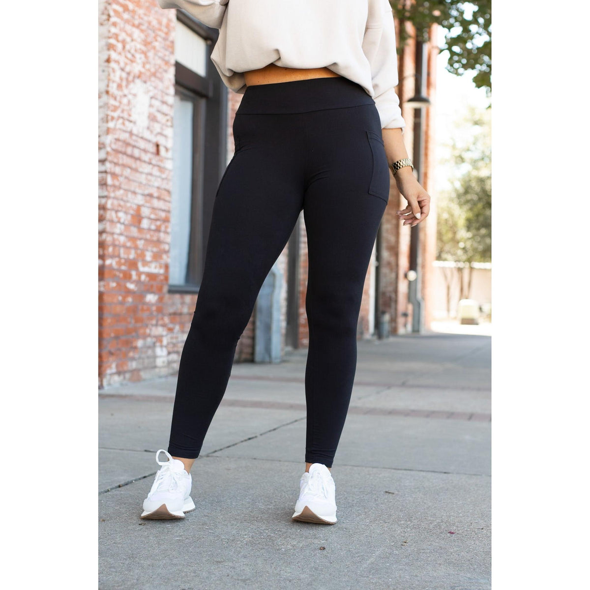 Buttery soft black leggings for women with high waistband