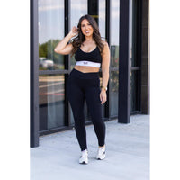 PreOrder |  The Stephanie - Crossover BLACK Pocket Full Length Leggings - 2 PACK