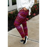 Ready to Ship | Red and Pink Leopard FULL LENGTH Leggings