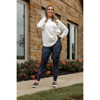 Ready to Ship | Heart Swirls (Black Background) Full Length Leggings