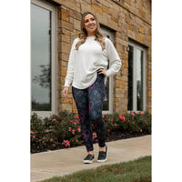 Ready to Ship | Heart Swirls (Black Background) Full Length Leggings
