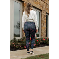 Ready to Ship | Heart Swirls (Black Background) Full Length Leggings