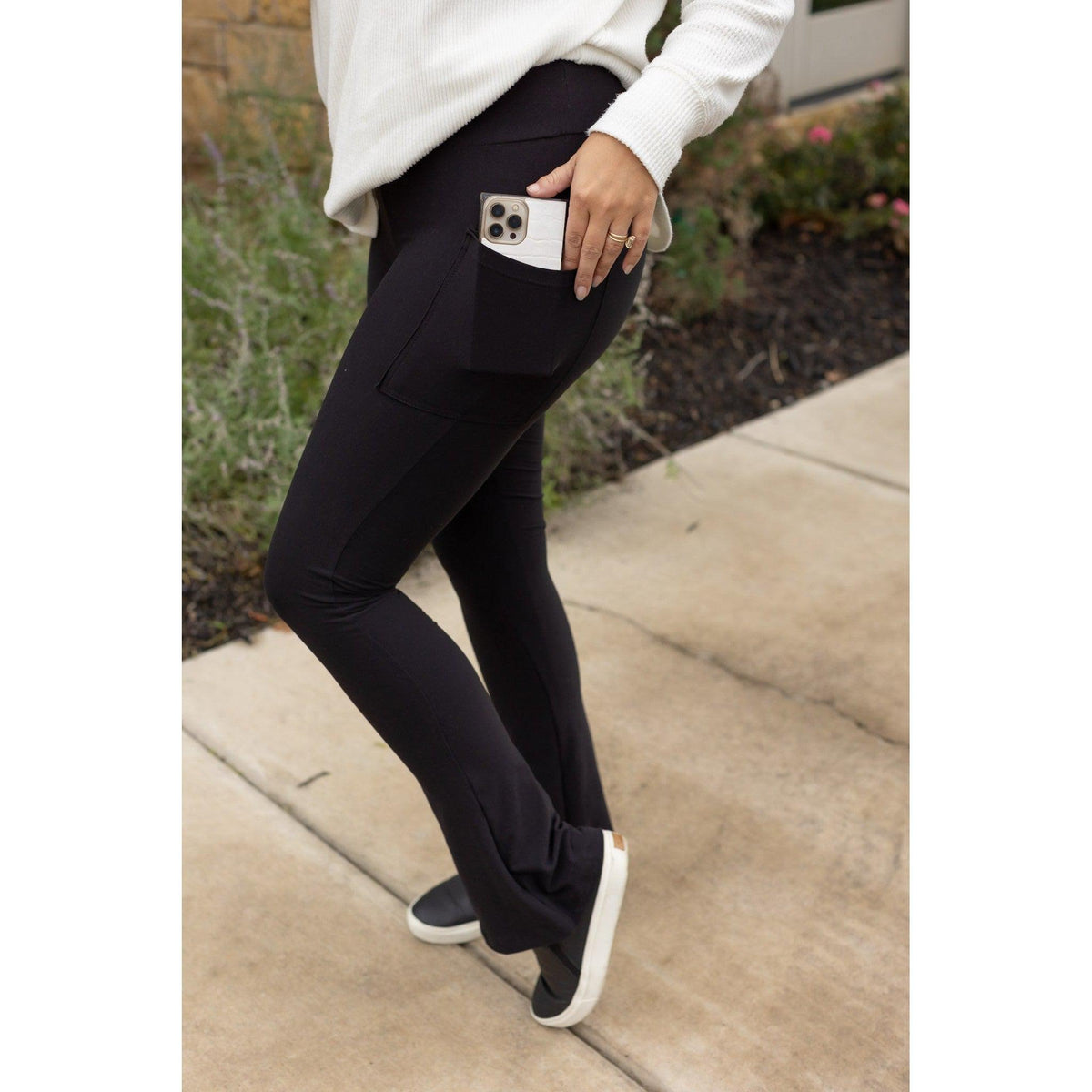 Ready to Ship | Black Flare Leggings WITH POCKETS - Luxe Leggings by Julia Rose®