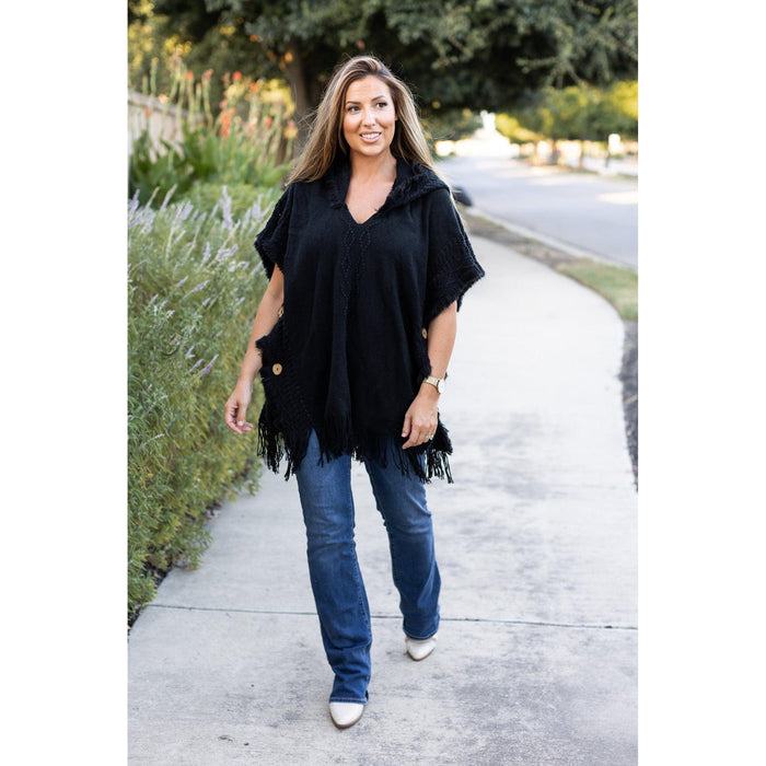 Ready to Ship | The Alyssa Black Solid One Size Poncho