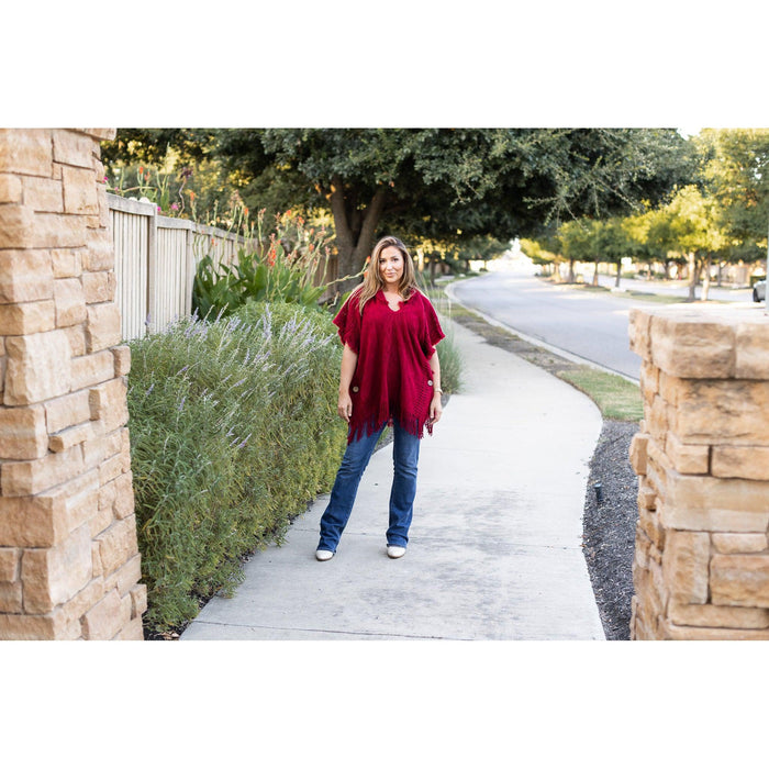 Ready to Ship  | The Alyssa Red Solid One Size Poncho