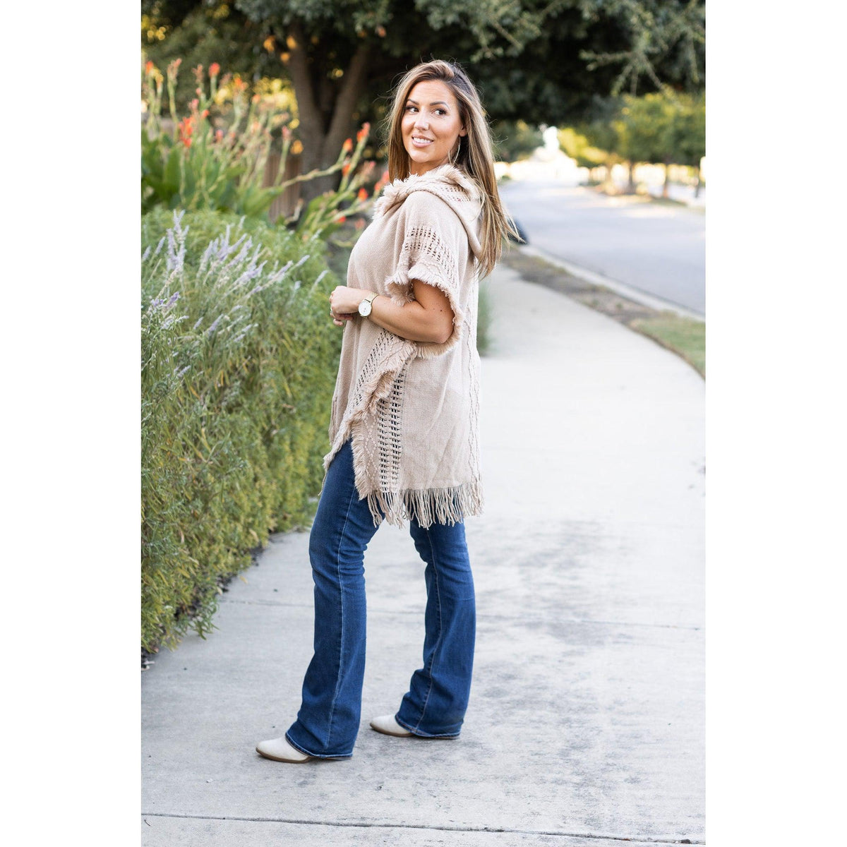 Ready to Ship | The Alyssa Beige Solid One Size Poncho