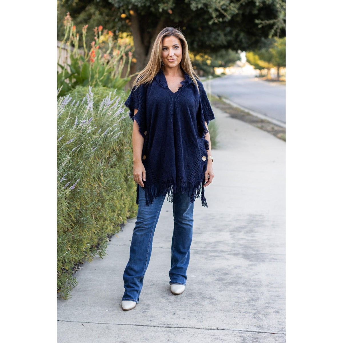 Ready to Ship  | The Alyssa Navy Solid One Size Poncho