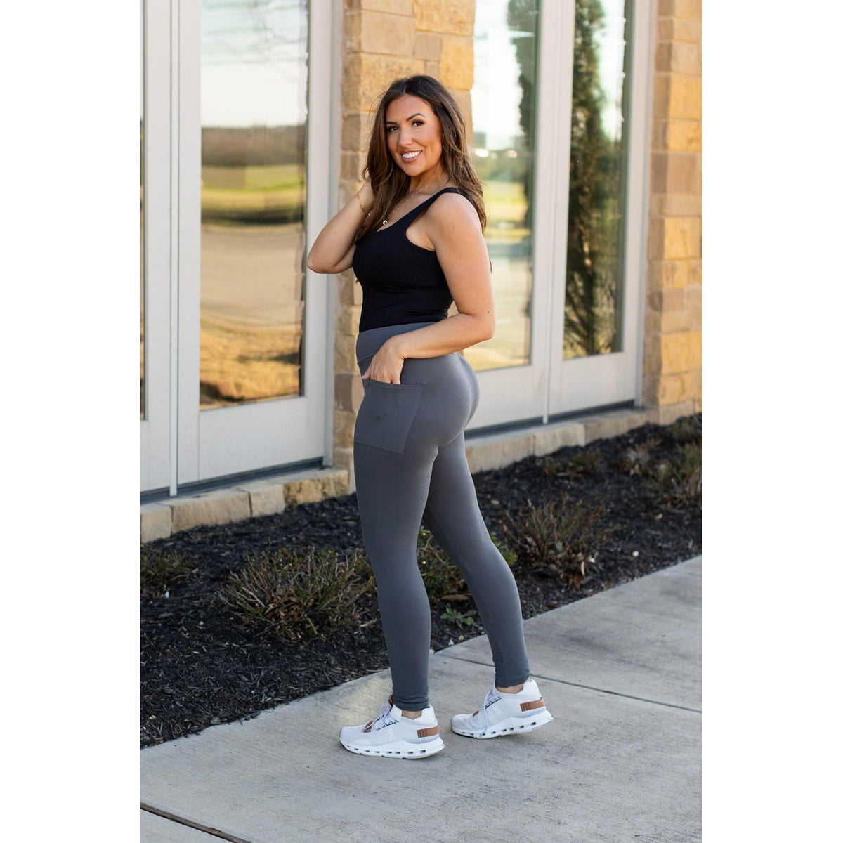 Ready to Ship | The Carmen -2 Pack -  Charcoal Full Length Leggings with Pockets