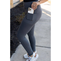 Ready to Ship | The Carmen - Charcoal Full Length Leggings with Pockets - 2 PACK