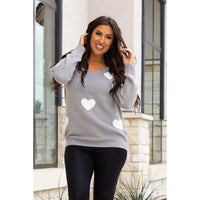 Ready to Ship | The Stephanie - Acrylic V Neck Heart Sweater