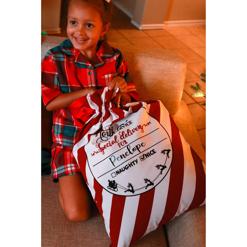 🎅 Ready to Ship  | Red and White Striped Santa Sacks