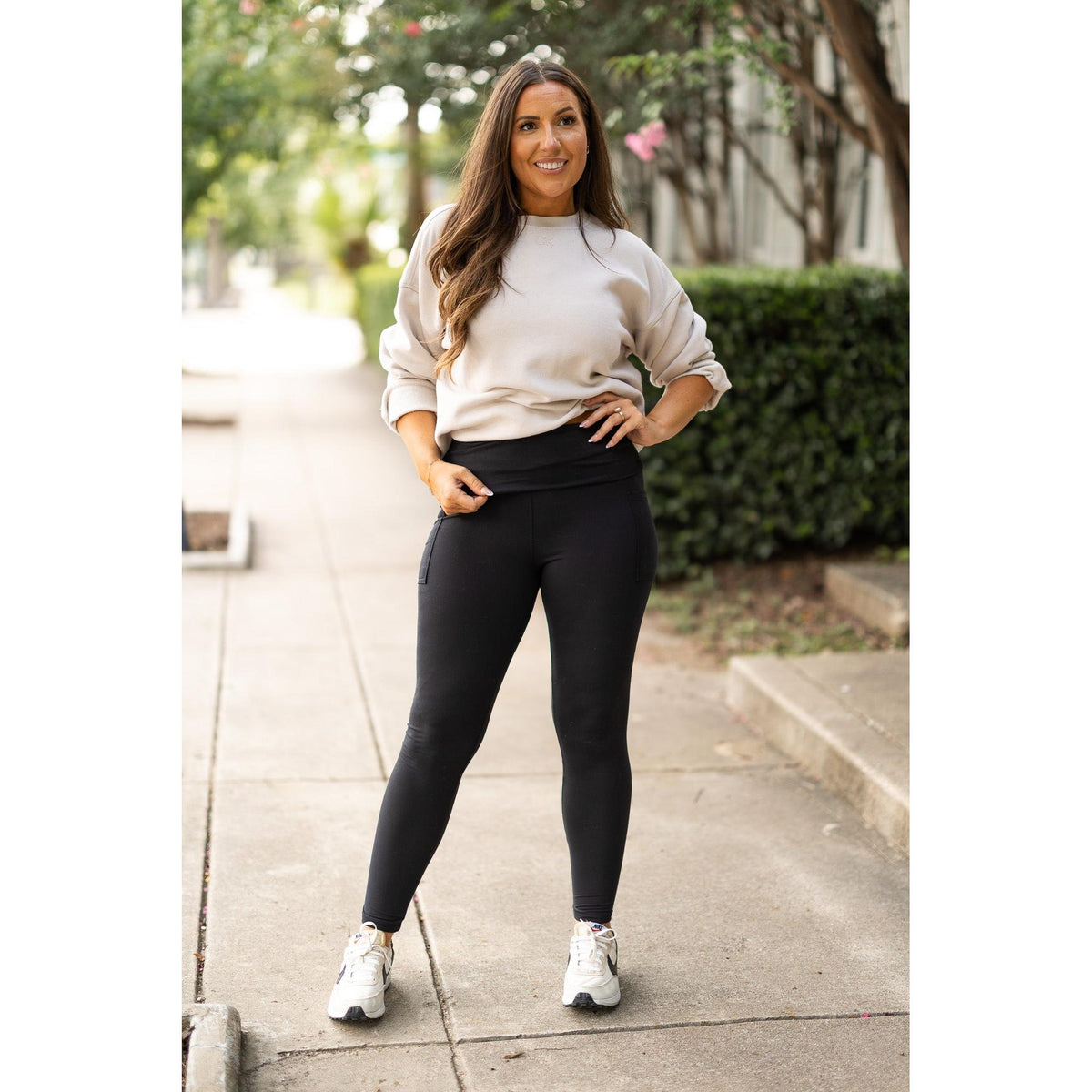 Julia Rose The Amber fold-over full length leggings women’s adjustable waistband leggings