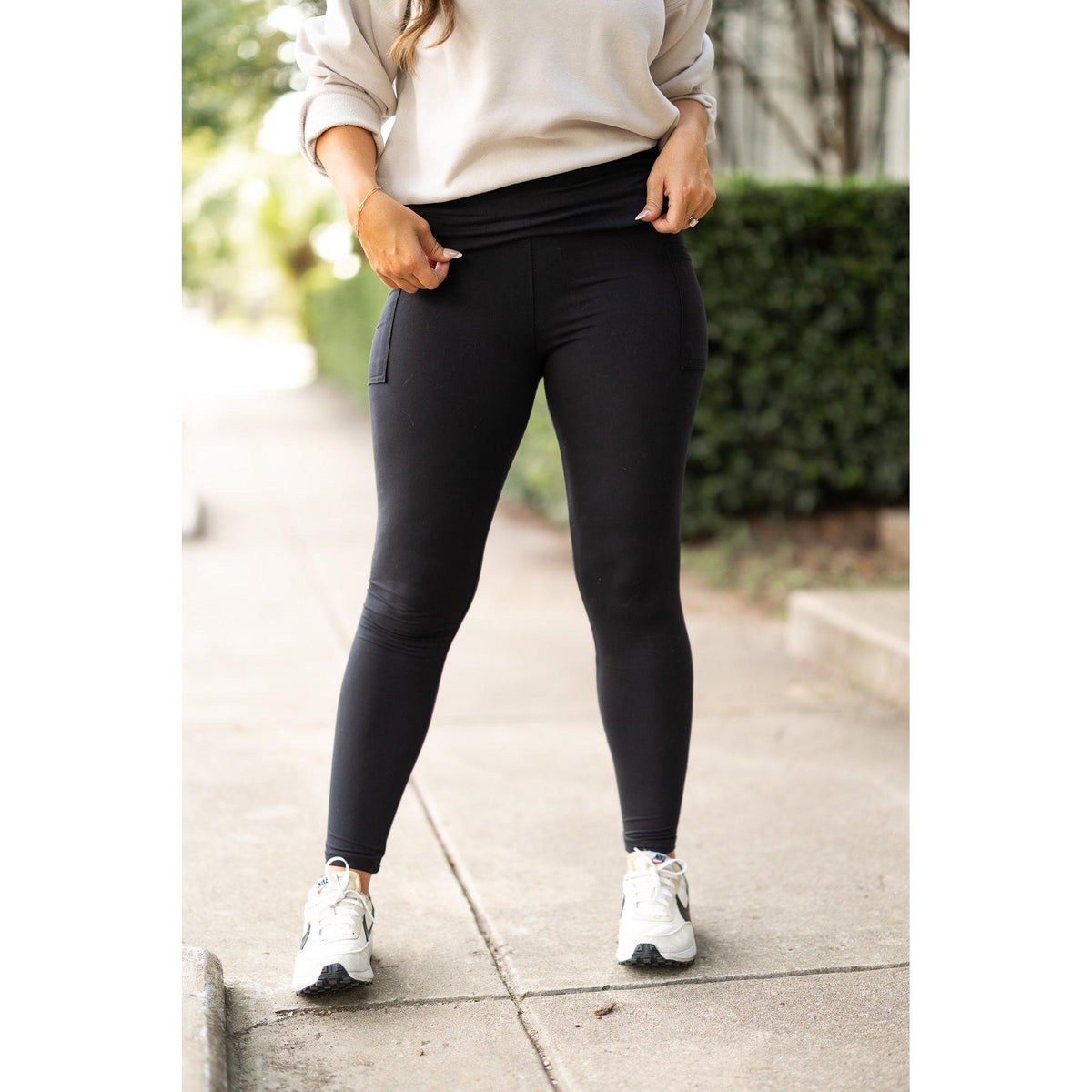 Julia Rose The Amber fold-over full length leggings women’s adjustable waistband leggings