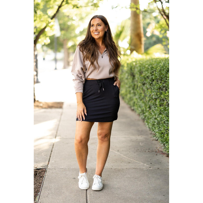 Julia Rose The Kristina black jogger skirt women’s sporty casual skirt