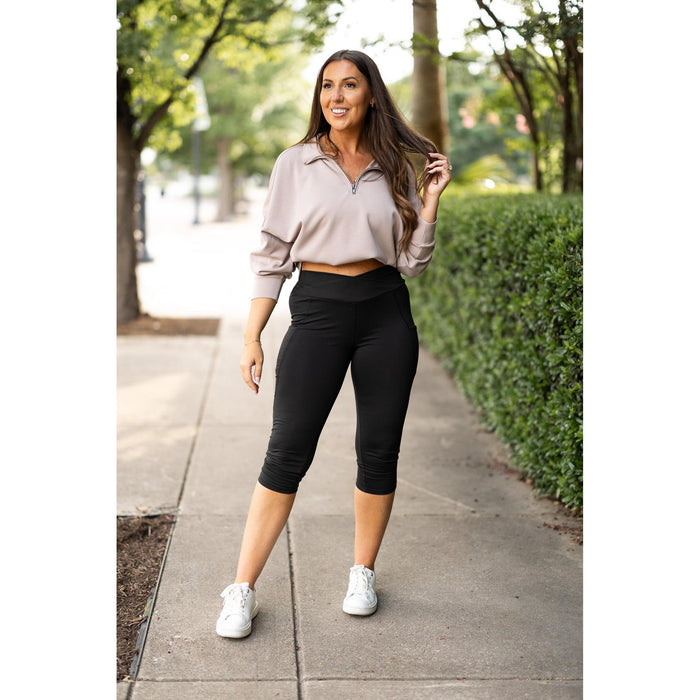 Julia Rose The Lillian sculpting crossover capri leggings high-waisted women’s capris