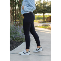 Buttery soft black leggings for women with high waistband