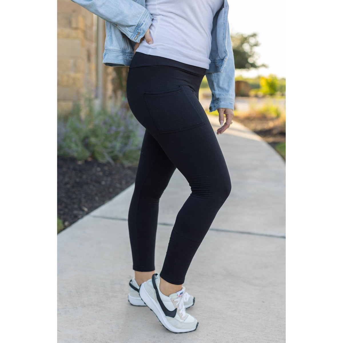 Buttery soft black leggings for women with high waistband